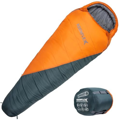 KEENFLEX Schlafsack Outdoor 3 Jahreszeiten -12.0° (Orange -18.0°C)