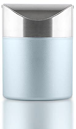 ETRAVEL Countertop Brushed Stainless Steel Mini Dustbin with Lid, Mini Desktop Bin, Dustbins Coffee Pods Tea Bags Office Bathroom Kitchen Waste Bins 1.5 L (sky blue)