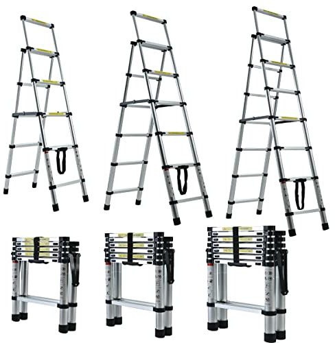 5/6 Step Ladder, Folding Portable Stepladder Heavy Duty Lightweight Aluminium 150kg/330lbs Max. Loading