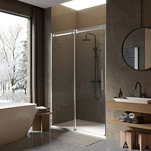Box doccia nicchia 90 cm porta scorrevole H200 cm cristallo 8mm profilo SATINATO CARA