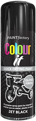 Q&H Automotive Black Gloss Spray Paint 400ml - Multipurpose Paints for Metal, Masonry, Wood, Wicker, Paper, Plastic - Hard Wearing Color & Crack Resistant - Long Lasting Shine Smooth Finish Garage (1)