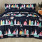 Sleepdown Weihnachtsmann-Stadt-Bettwäsche-Set mit Kissenbezug, weiche, Pflegeleichte Bettwäsche – Einzelbett (135 x 200 cm)