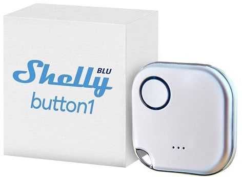 Shelly BLU Button1 - Weiß | Intelligente Bluetooth-Taste zur Aktivierung von Aktionen und Szenen | Multi-Klick-Aktivierung | Sofortige Reaktionszeit | Ton- und Lichtalarm | iOS-Android-App