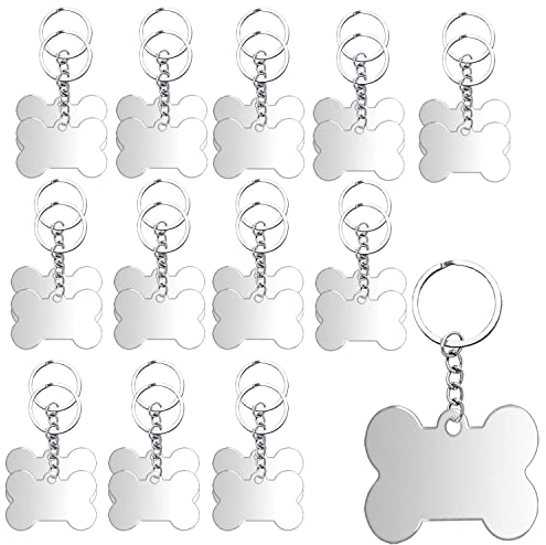 Hundemarke Knochen Hundemarken aus Aluminium 25Stk Erkennungsmarke Rohling 2,5 x 3,8cm Adressanhänger hund Wasserdicht mit 25 Hundemarke Kette für DIY Hunde und Katzen Haustier-Erkennungsmarke