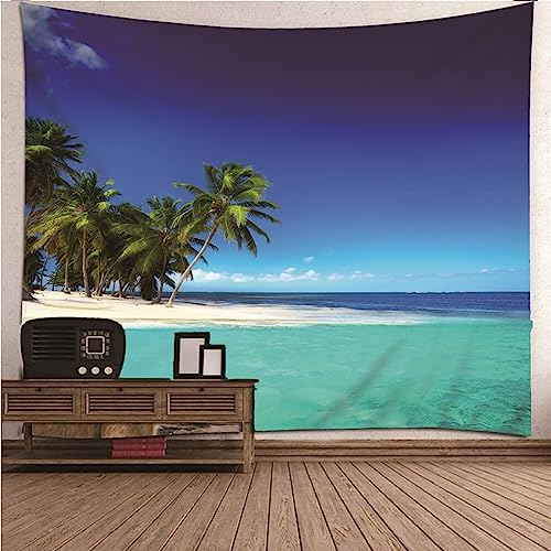 Banemi Wandtuch Wald XXL, Wandteppich Gothic Blau Polyester Kokospalmen Am Strand Wandteppich Deko Wand Wohnzimmer 260x240cm