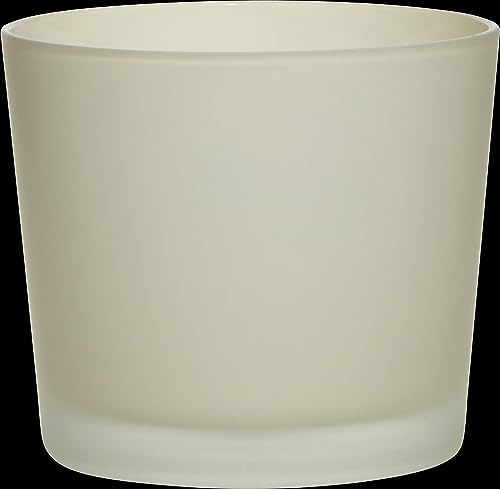 INNA-Glas Glasübertopf Alena Frost, beige matt, 12,5 cm, Ø 14,5 cm | Deko Übertopf