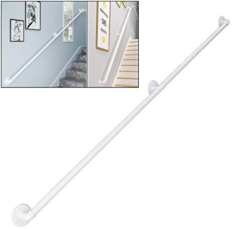 Handläufe für Treppen, weiß, Treppengeländer, Handlauf für Innen- und Außenkorridore, Dachgeschoss, Restaurant, Geländer, Treppen – Metall, Schmiedeeisen, Wandmontage, modern (Größe: 280 cm)