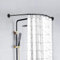 Asta a Tensione Tenda Doccia per Vasca Vasche da Bagno Angolare Bastone Tenda Doccia Curvo a Pressione Tipo L,Bastone Tenda Doccia Circolare Regolabile in Acciaio(Size:C 90-130x90-130cm,Color:Nero)