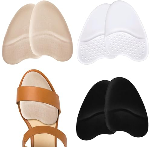 Ballenpolster 3 Paar Wiederverwendbares Ballenpolster Vorfuß High Heels Einlagen Vorfußpolster Fußballenpolster für Fersen Fußdruckentlastung und Verhindert Schwielen (Beige Schwarz Transparent)