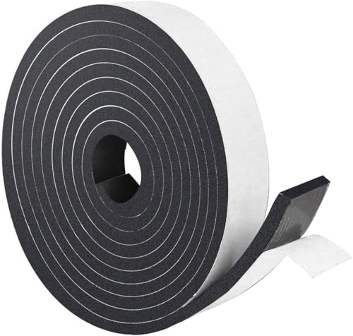 1 Rouleau Joint en Mousse Adhésive, Bande Adhésive 5m en Mousse pour Anti-collision et Insonorisante - 25mm x 10mm, Noir