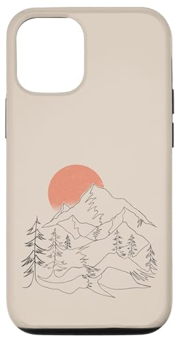 Hülle für iPhone 12/12 Pro Retro Berg Himmel und See Beige