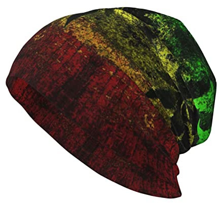 KWQDOZF Jamaika-Flagge Blätter Hirsch für Erwachsene Herren und Damen lässige Strickmütze Beanie-Mütze locker weich für kaltes Wetter warme Mütze