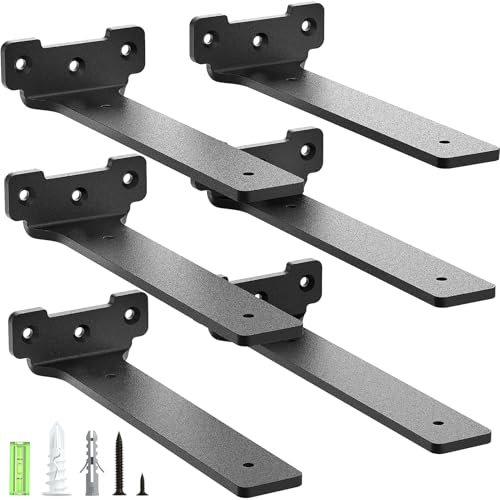 Yeabett 6 stück Regalhalter 20cm, Regalträger Metall mit Schrauben, 70 Kg Tragkraft, Schwarz