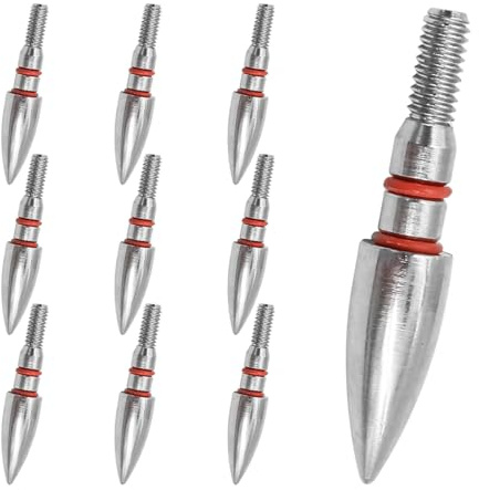 Sarini 7.8mm Arrowhead,10 PCS Arrow Field Points,Carbon Steel Threaded Arrow With Built-In Double Rubber Ring Secure Installation Arrowhead For ID 6.2mm Arrow Shaft