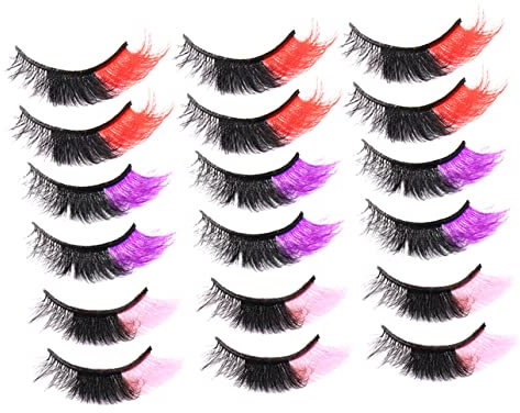 HONMEET 9paires Faux Colorés Fantaisie Multicolores Pour Cosplay Et Festivals Réutilisables Pour Maquillage Éblouissant