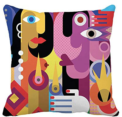 45X45Cm Throw Pillow Cover Picasso Mann Und Frau Romantisches Abendessen Moderne Abstrakte Malerei Kissenbezüge Hautfreundlich Weicher Kissenbezug Anti-Fade Zierkissenbezüge