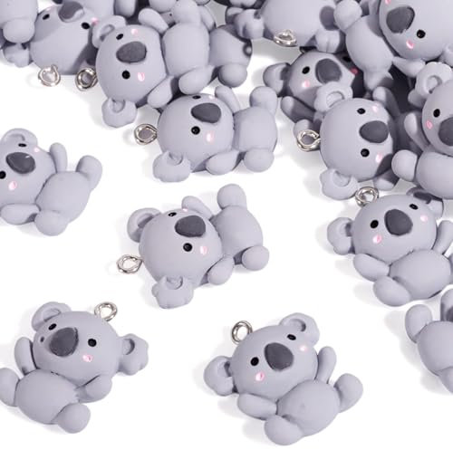 Calkkrer 24 Stück Harz Anhänger, Koala Anhänger Aus Harz, Koala Schlüsselanhänger, Kunstharz Anhänger Für Armbandherstellung, Schmuckherstellung, Koala Armband Anhänger