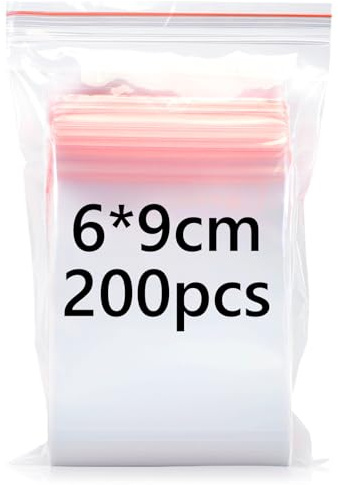 Clear Plastic Storage Bags - 200 Piece Resealable Grip Seal for Kitchen, Office, and Stationery - Thick and Durable