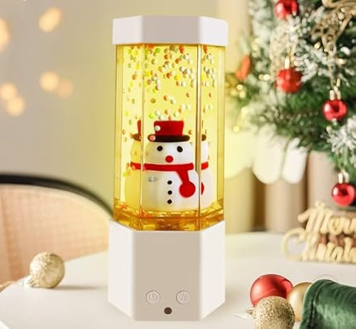 Ambesty LED Fantasy Weihnachten Lavalampe, Schneemann Lampe Lavalampen 16 Farben, Weihnachtsschneemann-Nachtlicht mit Weißem Rauschen, Schlafzimmer Wohnzimmer Dekoration Weihnachten Geschenke Kinder