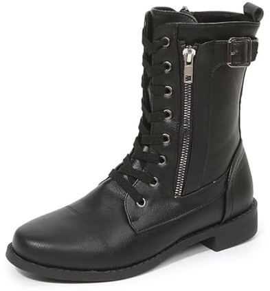 Générique Femme Bottes Confortable Bottines en Cuir avec Fermeture éclair latérale et Boucle pour Femme, Bottines Confortables, mi-Mollet, Hiver Outdoor Confortable Chaudes Boots