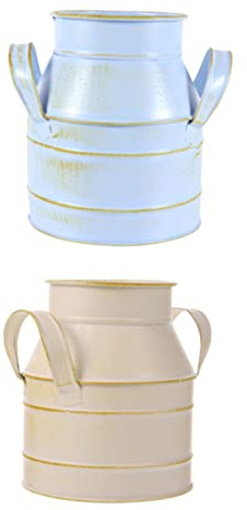 Cabilock Secchiello Decorativo 2 Fiori Ferro Manico Pezzi Doppio in per Resistente Vaso Arredamento Composizioni Floreali ed Piante Interno Esterno Casa