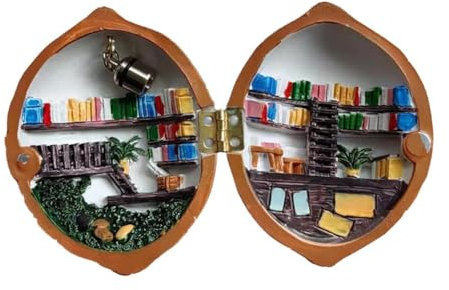 Qeortohers Maison de poupée en coquille de noyer, maison de poupée en coquille de noyer, poupée faite à la main à l'intérieur de la petite maison 3D noyers, noyer du monde
