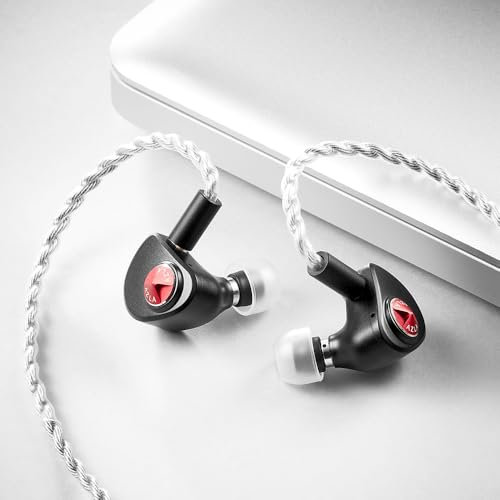AZLA Horizon 2 Wired Earbuds – in Ear Monitor Earphones – Wired Headphones IEM HiFi – Gaming Earbuds, Detachable Cable for Musicians, Singers, on Stage, Studio (Red)