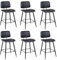 Youhauchair Tabouret Bar Lot de 6, Tabouret de Bar Moderne en Faux Cuir pour îlot de Cuisine, Chaise de Bar pour Petit-déjeuner avec Dossier et Pied en Métal, Tabourets de Bar Rembourrés, Noir