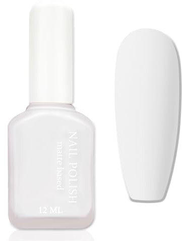 Nagellack Weiß Matt, 12 Ml White Nagellack Schnelltrocknend, hoch pigmentiert Nagelack Weiß, Nail Polish Ohne UV Lampe, Wasserdicht Regulärer Nagelack Für Frauen DIY Nail Art Zu Hause