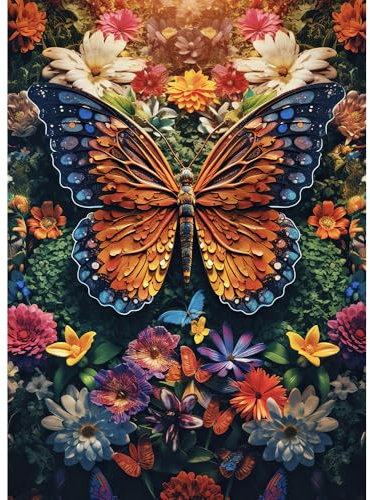 HUADADA Jigsaw Puzzles for Adults 1000 Piece Challenging Game Toys, Impossible Puzzle,1000 Piece Jigsaw Puzzles for Adults Family Decoration Puzzle-Floral Butterfly