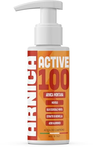 Active 100 Arnika-Gel für Pferde, extra stark, erfrischende Salbe für lokale Muskel- und Gelenkmassage, 100% natürlich, sofortige Linderung, Wasser der Proben, 100 ml