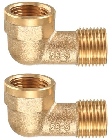 2 Stk Messing Winkel 90° 1/2 IG/AG Verschraubung DN15,90 Grad Bogen Winkel G1/2 Zoll (19,5mm Innengewinde x 20,3mm Außengewinde),Gewindefitting Winkelverschraubung 1/2 Zoll für Trinkwasser Geeignet