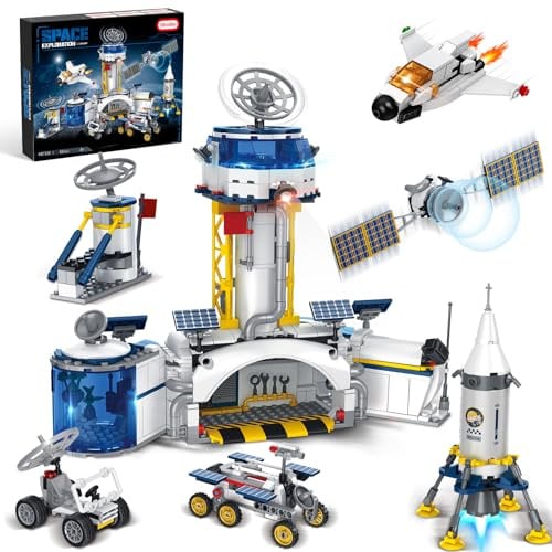 Sitodier Weltraumbasis und Raketenstart-Block-Set, Planetenerkundungsspielzeug für kreative Rollenspiele, Mondbasis-Modellspielzeug für Kinder im Alter von 8, 9, 10, 11, 12, 13 und 14 Jahren