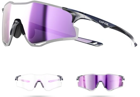 KAPVOE Fahrradbrille Selbsttönend Herren Damen Schnelle Brille MTB Radfahren Radbrille 24g Ultraleicht Laufbrille Sportbrille Sonnenbrille Rennrad Radsport K425