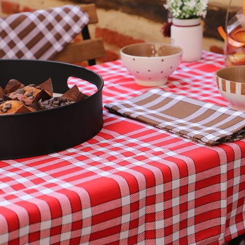 Tissu à nappe coton carreaux normands rouge et blanc