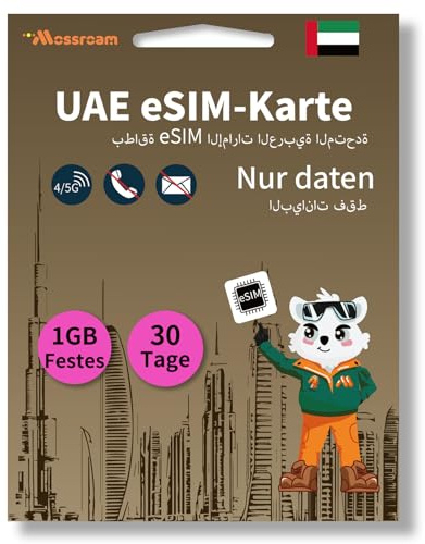 VAE-Daten nur eSIM-Karte 1 GB in 30 Tagen Abu Dhabi Reise-Internet Prepaid 4/5G-LTE High-Speed-Verkehr Unbegrenzte niedrige Geschwindigkeit