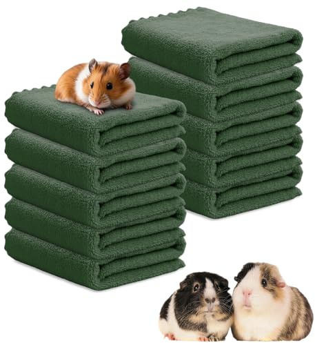 10 Stück Nagerteppich wasserdichte Decke, PIPI Pads für Meerschweinchen Decke, Waschbare Haustier PIPI Unterlage Kleintier Schlafmatte Saugfähige für Kleintier Hamster Welpe Katze, 35x75cm (Grün)