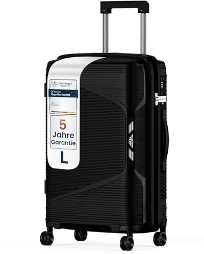 4FLY Leichter Hartschalen-Reisekoffer L - Groß 64 cm (61L) – Trolley Koffer mit TSA-Schloss, Doppelrollen, Aluminium-Teleskopgriff & Doppelreißverschluss, Aufgabegepäck Reisegepäck