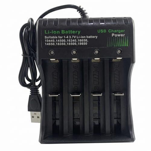 Batteria ricaricabile da 3, 7 V, batteria USB 18650 a 4 alloggiamenti, intelligente per batterie ricaricabili agli ioni di litio 18650, nera
