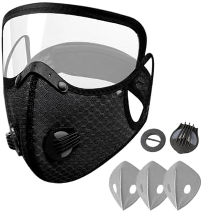 Maschera Antipolvere | Copertura per il viso con filtro al carbone e occhiali regolabili | Maschera Antipolvere Riutilizzabile | per industria falegnameria levigatura cantiere taglio prato all'aperto