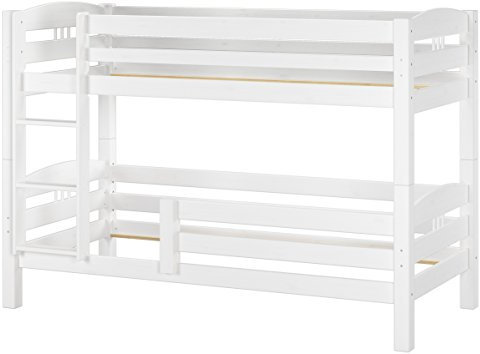 Erst-Holz® Kinderstockbett Etagenbett Kiefer massiv weiß 90x200 cm Hohes Bett Fallschutz 60.10-09WoRF