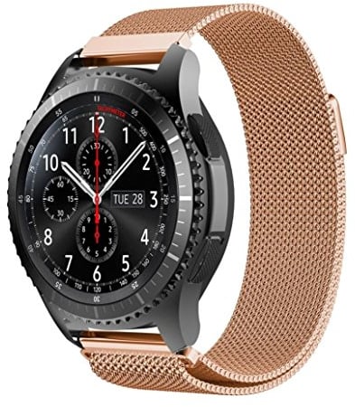 Ersatzarmband 22mm Edelstahl für Motorola Moto 360 2nd Gen 46mm Uhrenarmband mit Magnetverschluss in Farbe Bronze