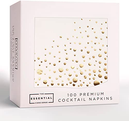 Stilvolle 12,7 x 12,7 cm große Gold Servietten - 100 Packungen weiße und Gold Cocktail Servietten - Verleihen Sie Ihrer Veranstaltung mit Party Servietten Glanz - 3-Schicht gold Papierservietten