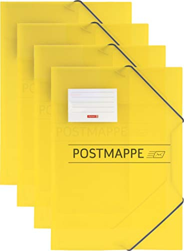 Brunnen 104705410 Sammelmappe/Postmappe (A4, transluzente PP-Folie, mit Gummizug) (4 Mappen)
