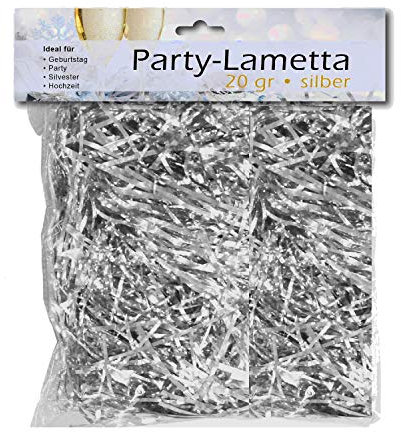 Unbekannt 20g Party Lametta Streifen Silber für z.B. Silvester Hochzeit Metall-Streifen Dekoration