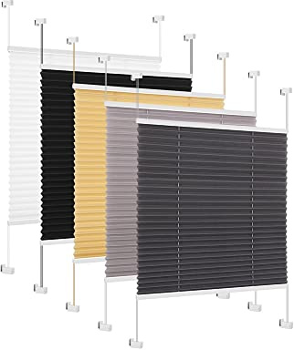 Eurohome Plissee Grau 75x130cm klemmfix ohne Bohren Easyfix für Fenster und Türen