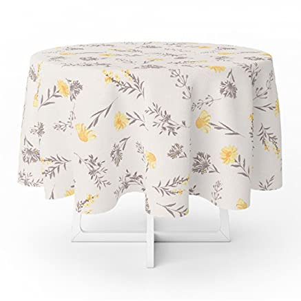 ORYX Mantel Hule Redondo Flores Amarillas Impermeable Antimanchas PVC Ø140 cm. Uso Interior y Exterior