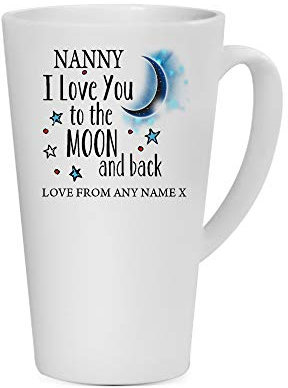Personalised Nanny I Love You to The Moon & Back Coffee Tea Cocoa Soup Daily use Mug Valentine's Day Birthday Party gage Keepsake Unique Ceramic Cup Mug. (17 oz Latte Mug)