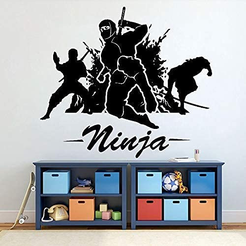 Ninja Wandaufkleber Ninja Fighter Aufkleber Karate Warrior Wandtattoo Vinyl Jungenzimmer Kinderzimmer Dekoration Wandbild 80X71Cm