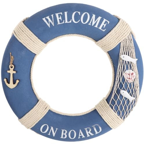 1pc Decorative Life Buoy Wall Hanging Ornament Nautical Style Home Decor for Cafe Restaurant Bar and Shop Festivals and Celebrations